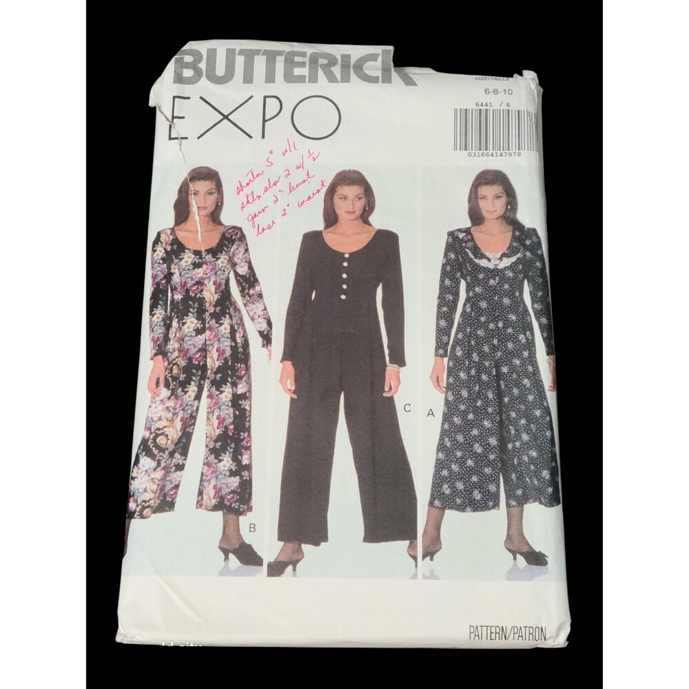 Vtg 1992 Butterick Sewing Pattern #6441 Misses Loose Fitting Jumpsuit 6 8 10